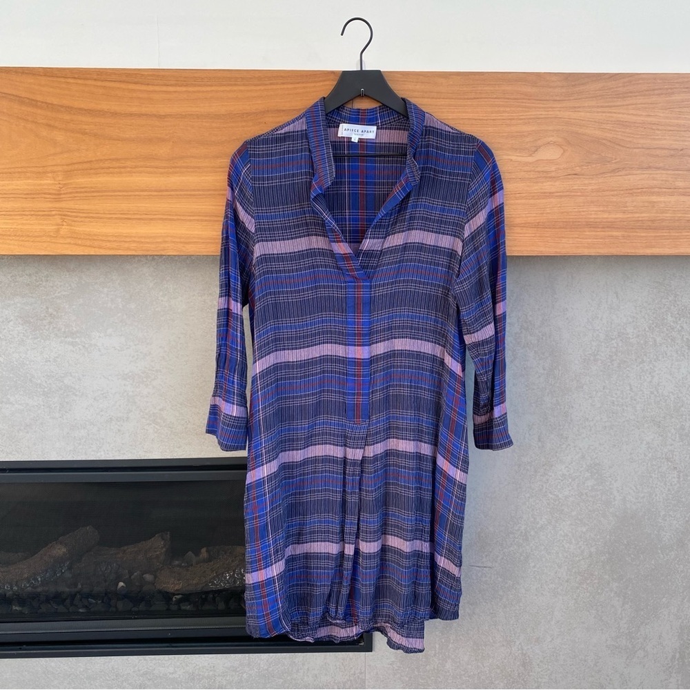 Apiece Apart Plaid Print Mid-length dress, Size 6